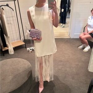 Alexis Cream Fringe Midi Dress